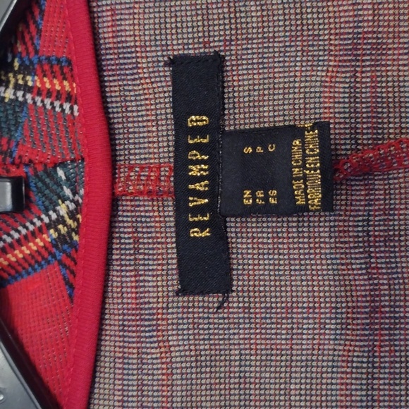 Revamped 90's Oversized Red Plaid Blazer size Small - Picture 7 of 16